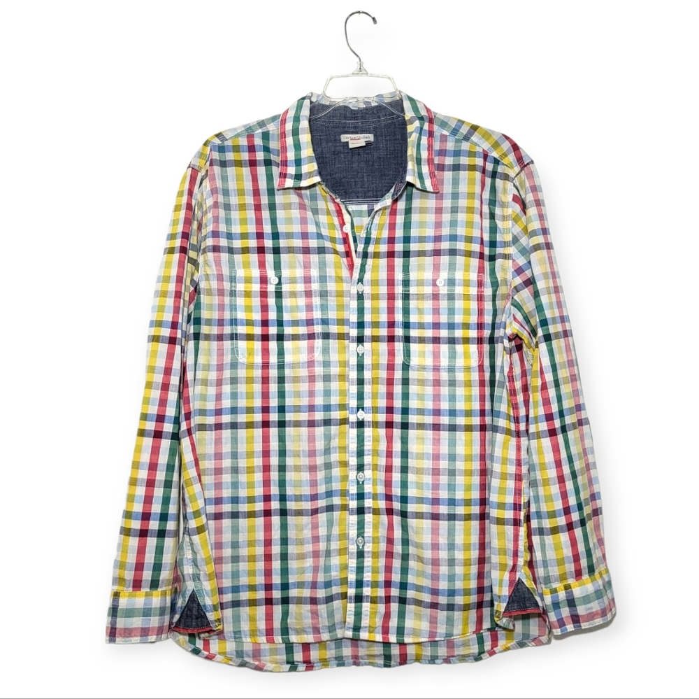 Carbon 2 Cobalt Colorful Plaid Cotton Button-down Long-sleeve XL